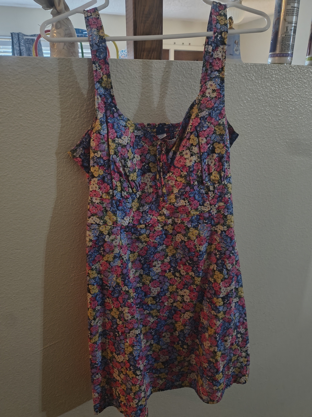 Old Navy Navy Floral Smocked Dress - Pink, Yellow, Blue